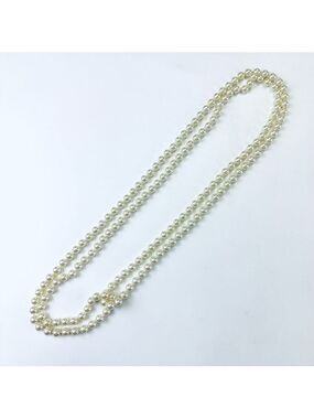 Pearl necklace Long 31 inches 80s style faux cream pearls